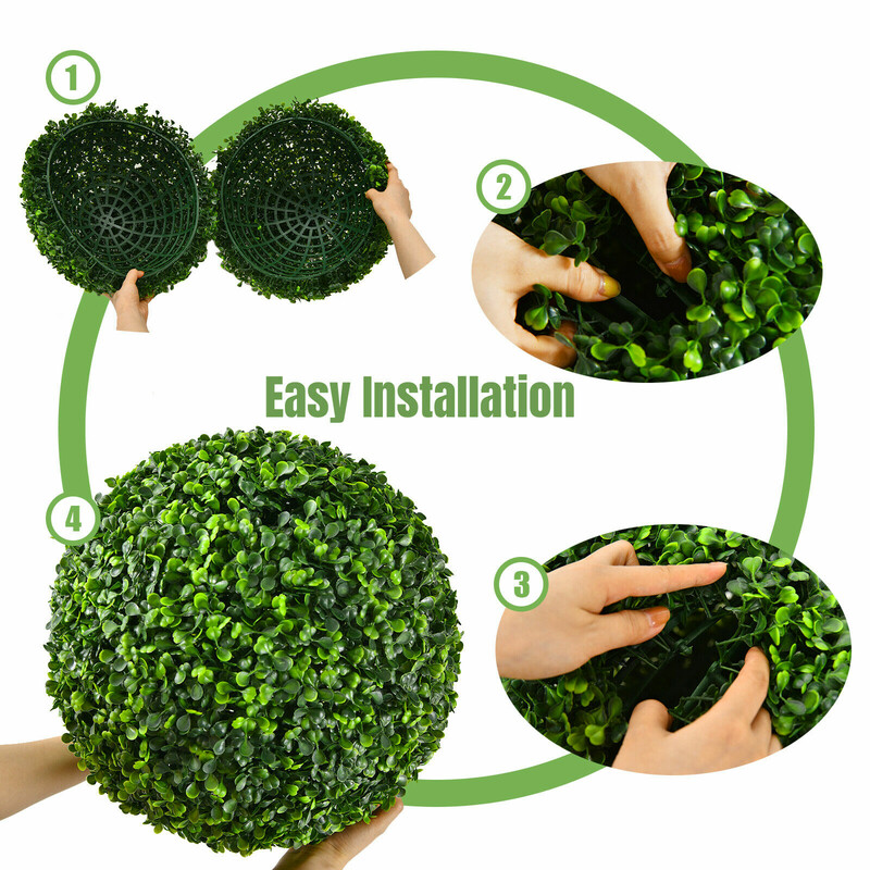 2-pack konstgjorda buxbomkulor UV-beständiga dekorationsbollar för inomhus och utomhusbruk