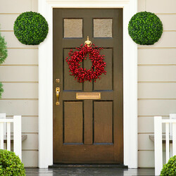 2-pack konstgjorda buxbomkulor UV-beständiga dekorationsbollar för inomhus och utomhusbruk