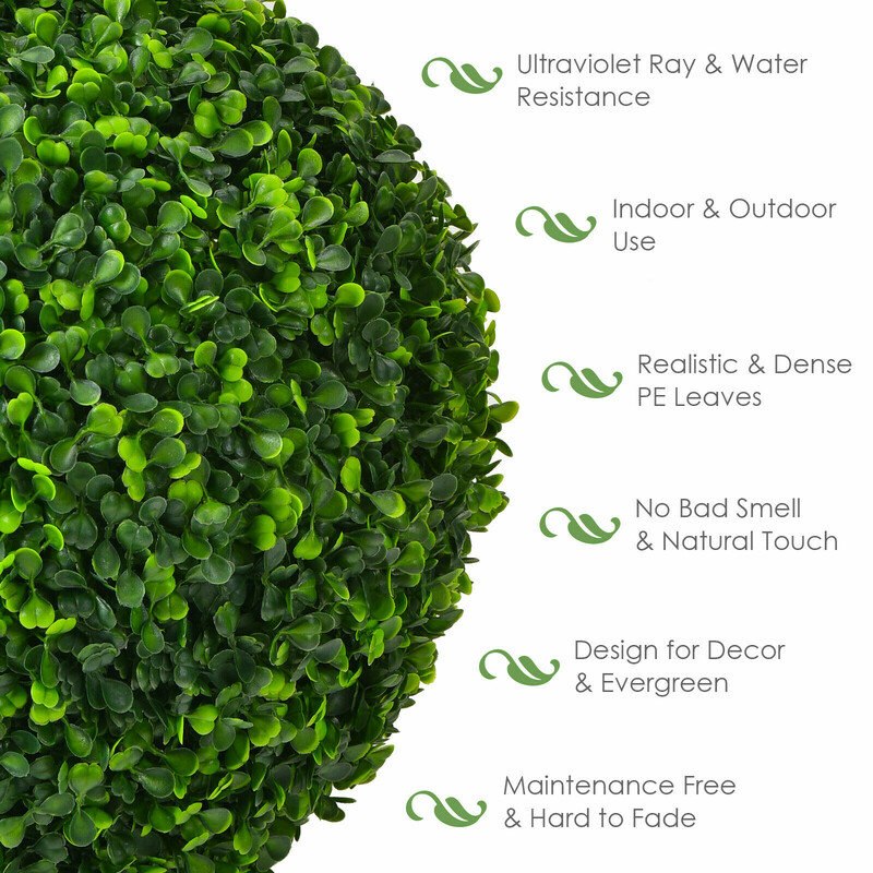 2-pack konstgjorda buxbomkulor UV-beständiga dekorationsbollar för inomhus och utomhusbruk