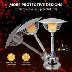 Bärbar terrassvärmare i rostfritt stål med 3200 W propan och säkerhetsskydd