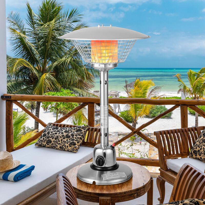 Bärbar terrassvärmare i rostfritt stål med 3200 W propan och säkerhetsskydd