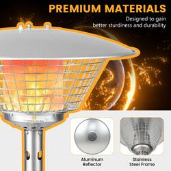 Bärbar terrassvärmare i rostfritt stål med 3200 W propan och säkerhetsskydd