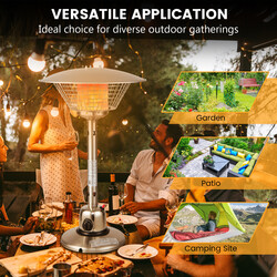 Bärbar terrassvärmare i rostfritt stål med 3200 W propan och säkerhetsskydd