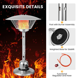 Bärbar terrassvärmare i rostfritt stål med 3200 W propan och säkerhetsskydd