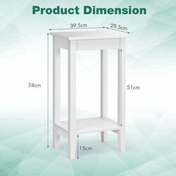 Högt sidobord i trä med två nivåer och vit finish