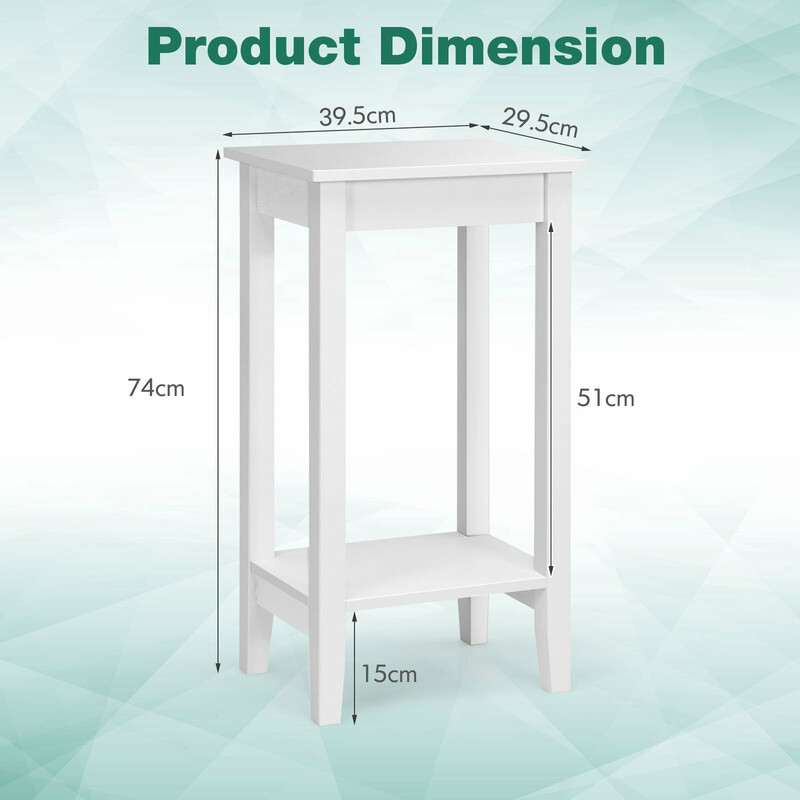 Högt sidobord i trä med två nivåer och vit finish