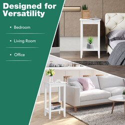 Högt sidobord i trä med två nivåer och vit finish