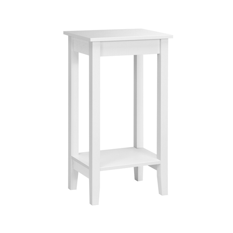 Högt sidobord i trä med två nivåer och vit finish