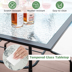 Terrassbord 89 cm med parasollhål och svart bordsskiva i härdat glas