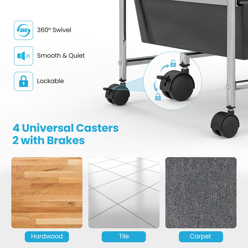 Förvaringsvagn med 15 löstagbara lådor och hjul för hem och kontor