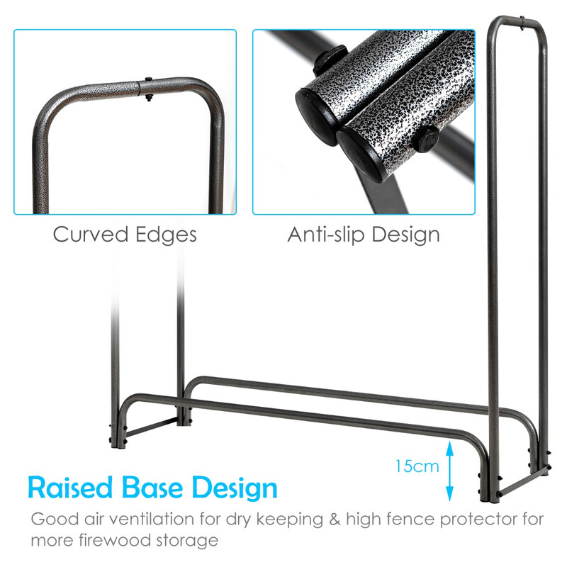 Utvändig vedförvaring i metall med vattentätt skydd, 122,5 x 35,5 x 122,5 cm