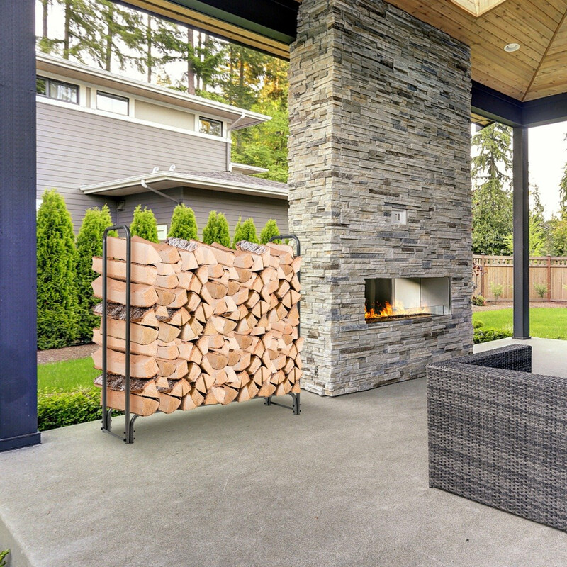 Utvändig vedförvaring i metall med vattentätt skydd, 122,5 x 35,5 x 122,5 cm