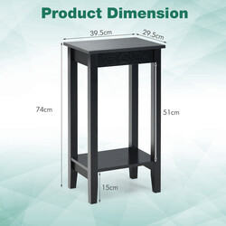 Mångsidigt tvåvånings sidobord i svart trä och MDF för alla rum