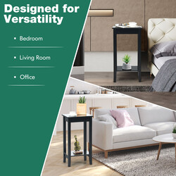 Mångsidigt tvåvånings sidobord i svart trä och MDF för alla rum