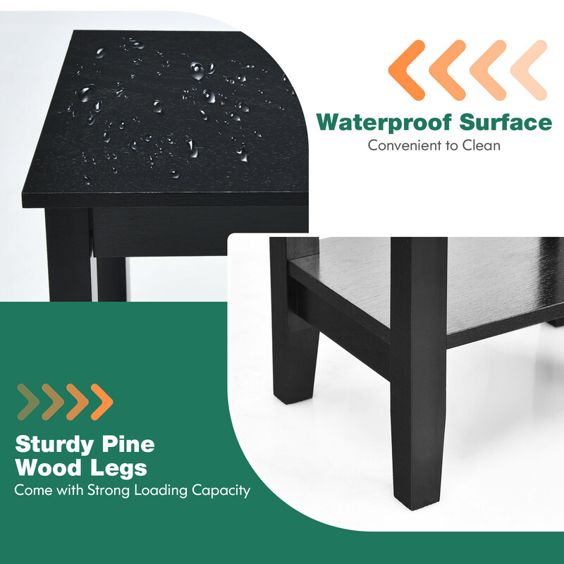 Mångsidigt tvåvånings sidobord i svart trä och MDF för alla rum