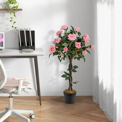 Konstgjort rosenträd 93 cm med 21 rosor och naturlig stam för hem och kontor