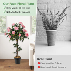 Konstgjort rosenträd 93 cm med 21 rosor och naturlig stam för hem och kontor