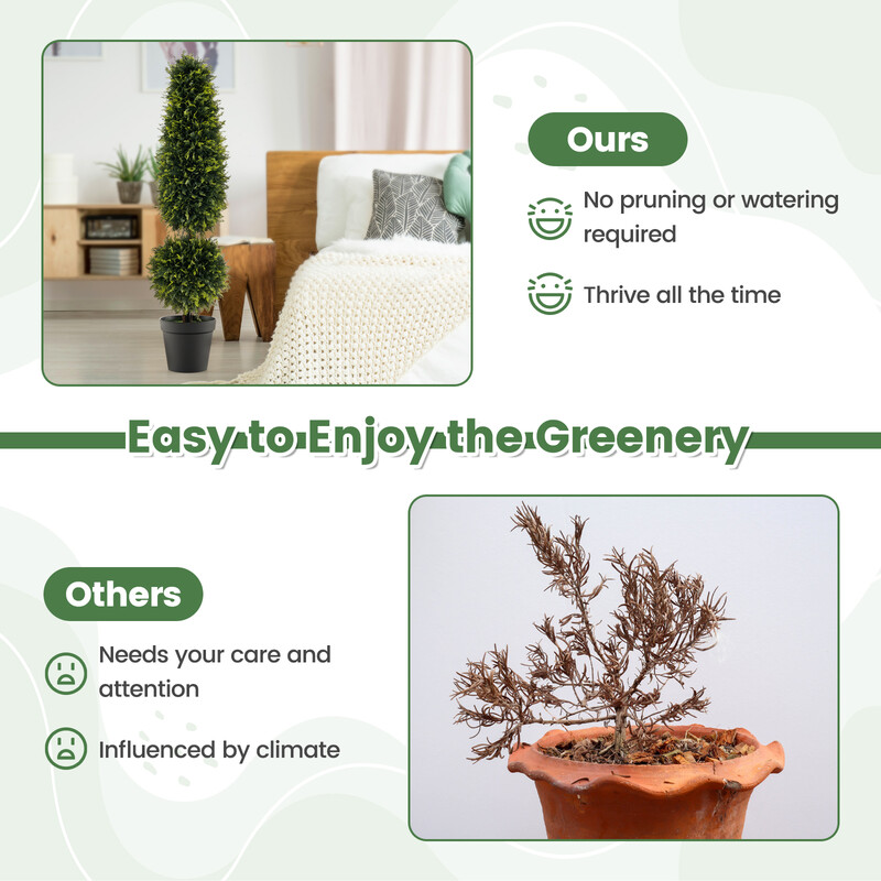 Konstgjord buxbom 120 cm med kruka för inomhus och utomhus bruk