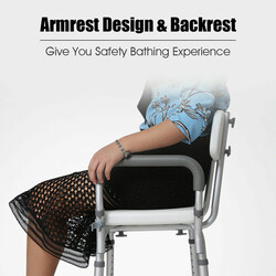 Höj- och sänkbar duschstol med ryggstöd och armstöd för säker duschupplevelse