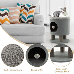 Liten klösmöbel med mjuk sits och 3 sisalstolpar för katt och människa