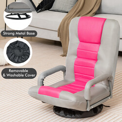 Rosa golvstol med 360° rotation och 6-läges justerbart ryggstöd för gaming och avkoppling