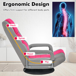 Rosa golvstol med 360° rotation och 6-läges justerbart ryggstöd för gaming och avkoppling