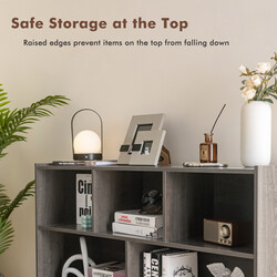 Fristående öppet bokhylla med 3 nivåer och 8 kuber grå för mångsidig förvaring