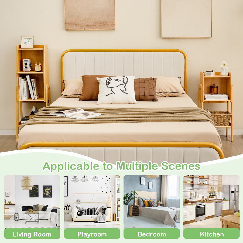 Bokhylla i bambu med 4 hyllplan och stabil a-formad design för hemmet