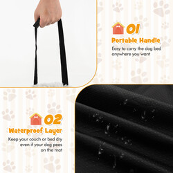 Lyxig hundbädd i plysch med avtagbart överdrag och halkfri undersida, grå-vit, 101 x 89 cm