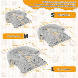 Lyxig hundbädd i plysch med avtagbart överdrag och halkfri undersida, grå-vit, 101 x 89 cm