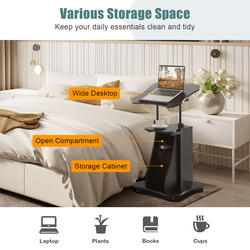 Ergonomiskt höj- och sänkbart skrivbord med justerbar bordsskiva och förvaring för hemarbete svart