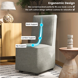 Modern armlös accentstol med hjul och avtagbar klädsel för bekväm läsning 47 x 60,5 x 98 cm