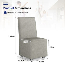 Modern armlös accentstol med hjul och avtagbar klädsel för bekväm läsning 47 x 60,5 x 98 cm