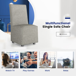 Modern armlös accentstol med hjul och avtagbar klädsel för bekväm läsning 47 x 60,5 x 98 cm