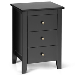 Sängbord med 3 lådor för boxspringbädd, svart, 46 x 37 x 65 cm