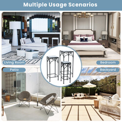 3-delat set växtställningar i metall med blå mosaik för inomhus och utomhusbruk