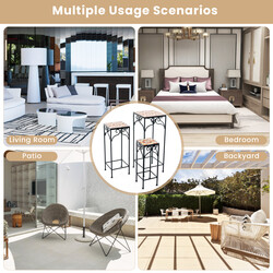 3-delat set växtställningar i metall med mosaikplattor, stapelbara blomkrukor, gul 28/23/18 cm