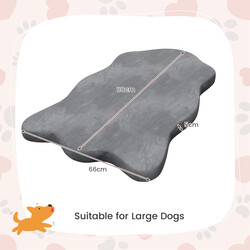 Ortopedisk hundbädd för stora hundar med minnesskum och avtagbart överdrag i grå färg