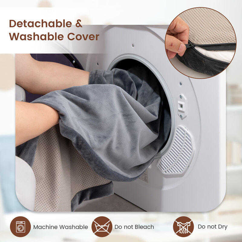 Ortopedisk hundbädd för stora hundar med minnesskum och avtagbart överdrag i grå färg