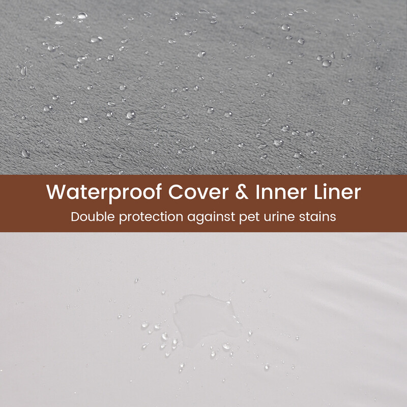 Ortopedisk hundbädd för stora hundar med minnesskum och avtagbart överdrag i grå färg