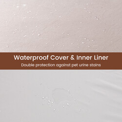 Ortopedisk hundbädd för stora hundar med minnesskum och avtagbart överdrag beige