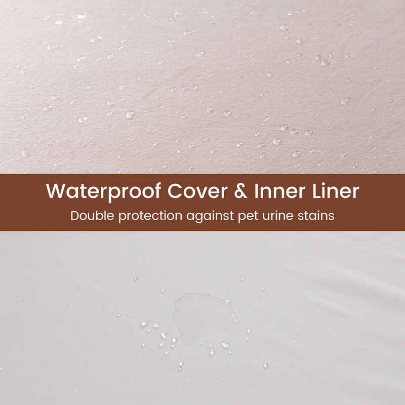 Ortopedisk hundbädd för stora hundar med minnesskum och avtagbart överdrag beige