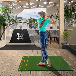 3-i-1 golfmatta med konstgräs och tillbehör för inomhus- och utomhusträning