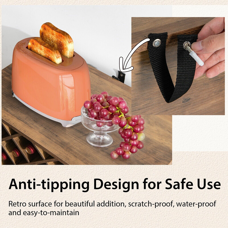 Vintage vinskåp med avtagbart vinställ för 11 flaskor och 9 glas i rustik brun