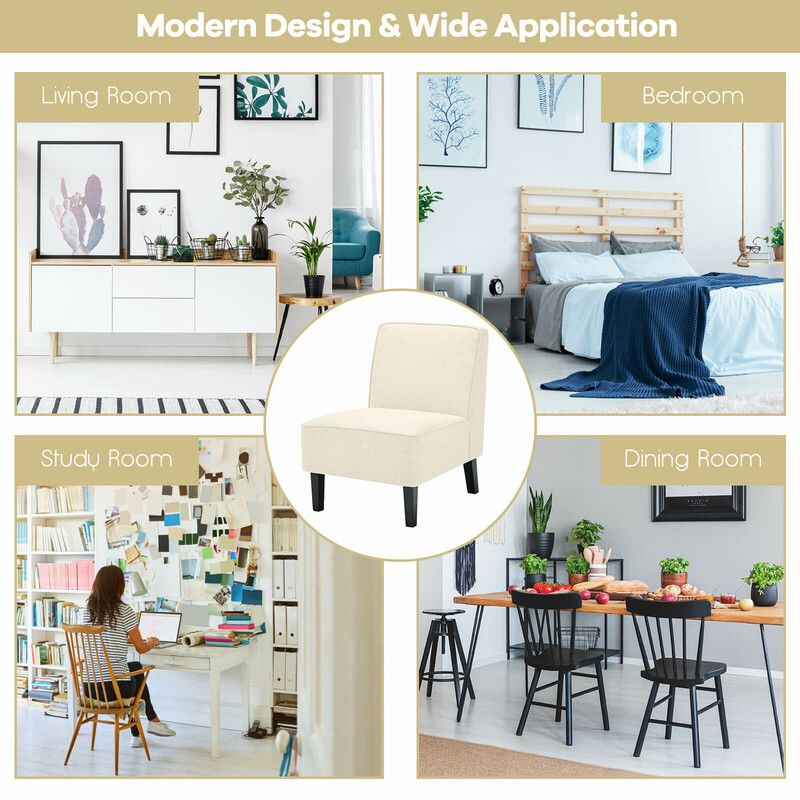 Bekväm beige fåtölj med ryggstöd och träben, ergonomisk design, maxbelastning 150 kg