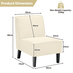 Bekväm beige fåtölj med ryggstöd och träben, ergonomisk design, maxbelastning 150 kg