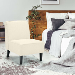 Bekväm beige fåtölj med ryggstöd och träben, ergonomisk design, maxbelastning 150 kg