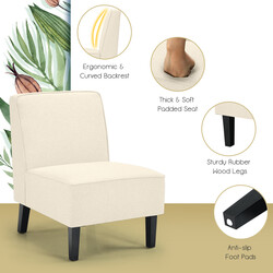 Bekväm beige fåtölj med ryggstöd och träben, ergonomisk design, maxbelastning 150 kg