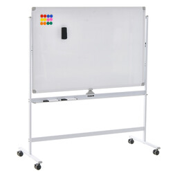 Justerbart dubbelsidigt mobilt whiteboard 120x80 cm med magnetisk yta och hjul