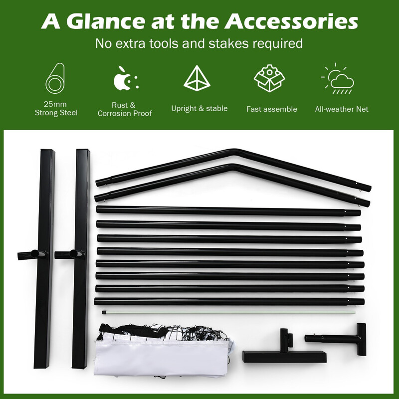 Bärbart pickleballnät med metallram och väderbeständigt polyesternät inklusive transportväska